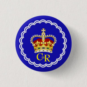  King Charles III Monogram and Crown   3 Cm Round Badge
