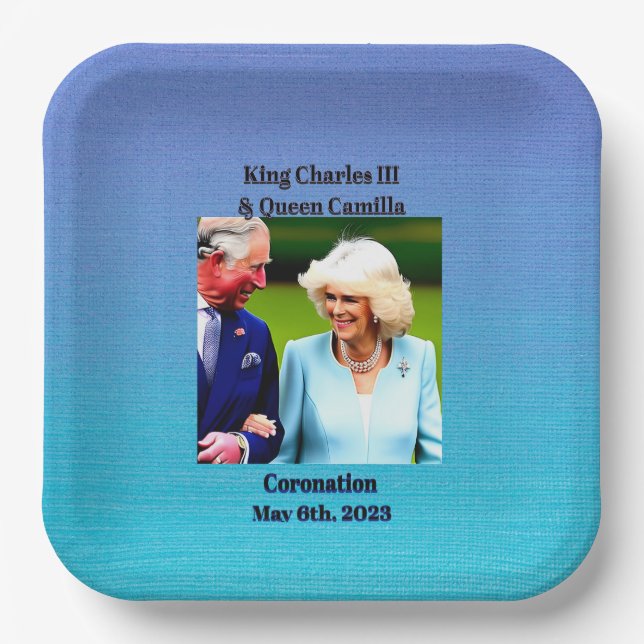 King Charles III & Queen Camilla Coronation Paper Plate (Front)