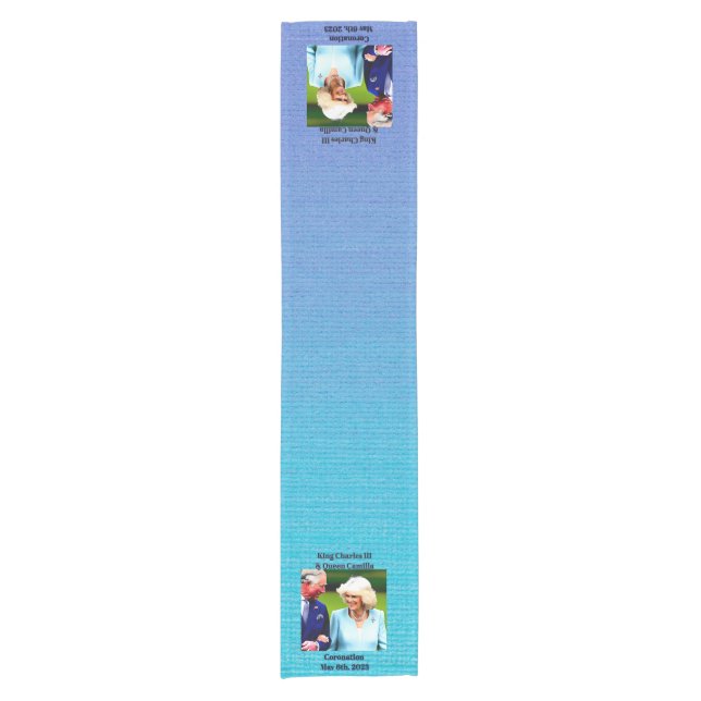 King Charles III & Queen Camilla Coronation Short Table Runner (Front)