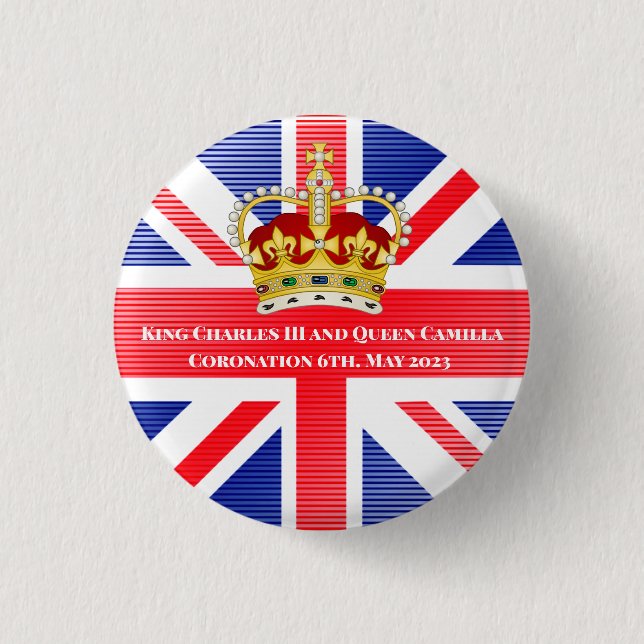King Charles III & Queen Camilla Souvenir 3 Cm Round Badge (Front)