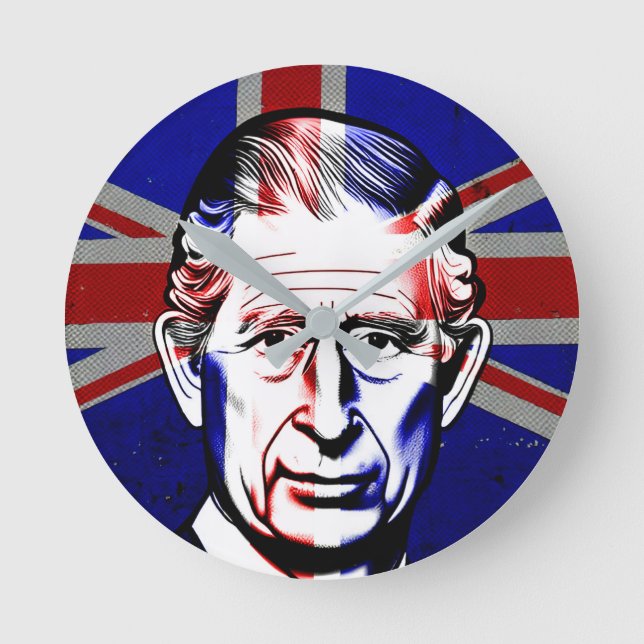 King Charles III Round Clock (Front)