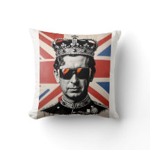 king Charles iii throw pillow cushion with crown 