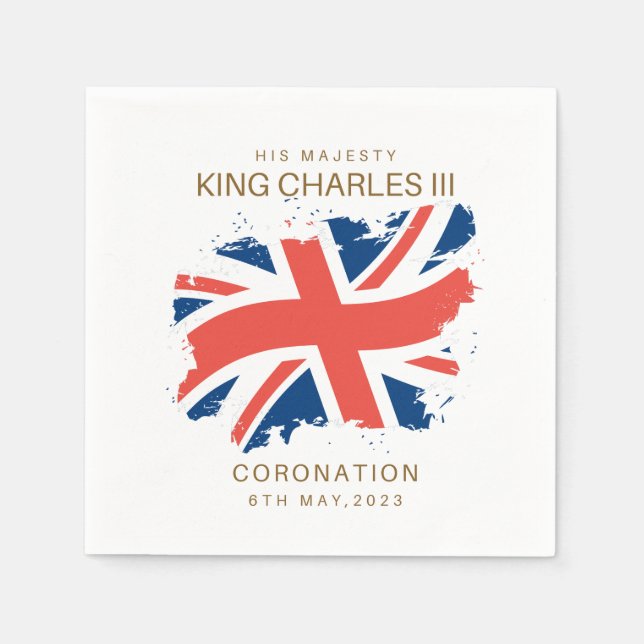 King Charles III Union Jack Flag Napkin (Front)