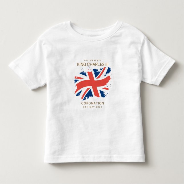 King Charles III Union Jack Flag T-Shirt (Front)