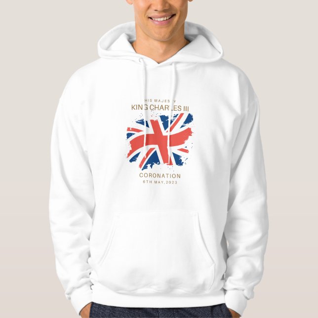 King Charles III Union Jack Flag T-Shirt Sweatshir Hoodie (Front)
