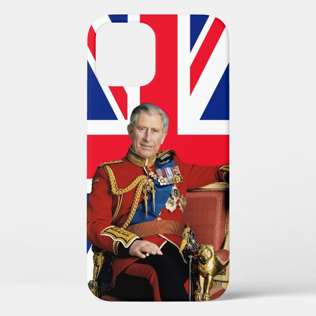 King Charles III with British flag Case-Mate iPhone Case (Back)