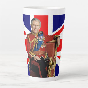 King Charles III with British flag Latte Mug