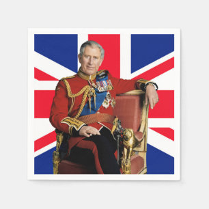 King Charles III with British flag Napkin