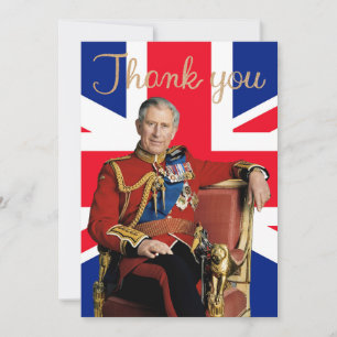 King Charles III with British flag Thank You Card
