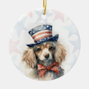 King Charles Spaniel Dog, 4th of july Personalised Ceramic Ornament