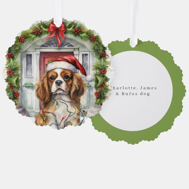 King Charles Spaniel Dog Front Door Christmas Tree Decoration Card (Front/Back)