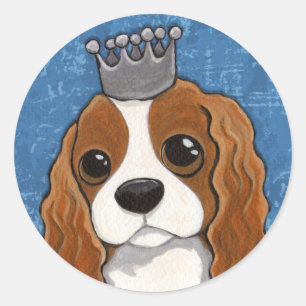 King Charles Spaniel Dog Illustration Classic Round Sticker