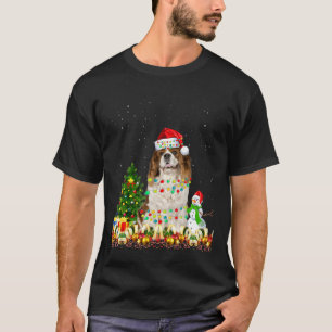 King Charles Spaniel Dog Santa Hat Christmas Dog L T-Shirt