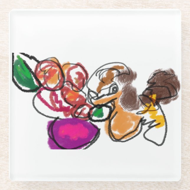 King charles spaniel LOVE  Glass Coaster (Front)