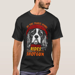 King Charles Spaniel Rides Shotgun Funny Halloween T-Shirt