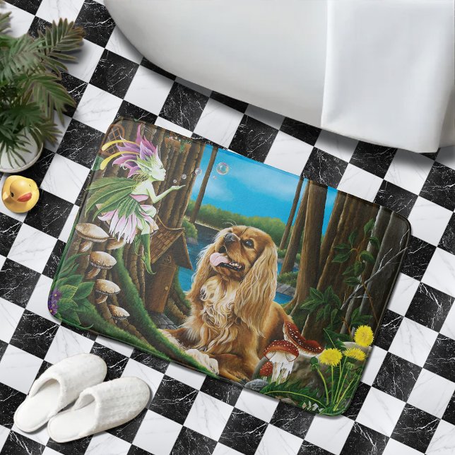 King Charles Spaniel Sprite Fantasy Bath Mat (Creator Uploaded)