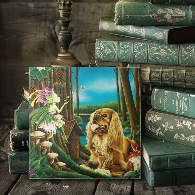 King Charles Spaniel Sprite Fantasy Ceramic Tile (Creator Uploaded)