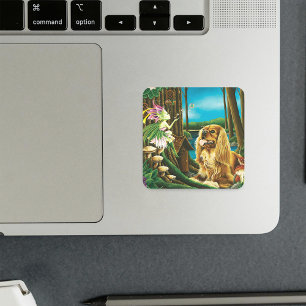 King Charles Spaniel Sprite Fantasy Square Sticker