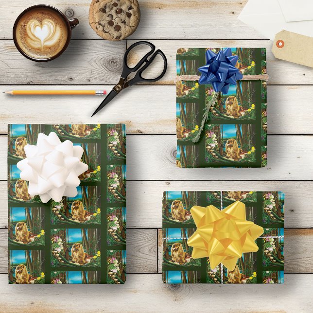King Charles Spaniel Sprite Fantasy Wrapping Paper Sheet (Creator Uploaded)