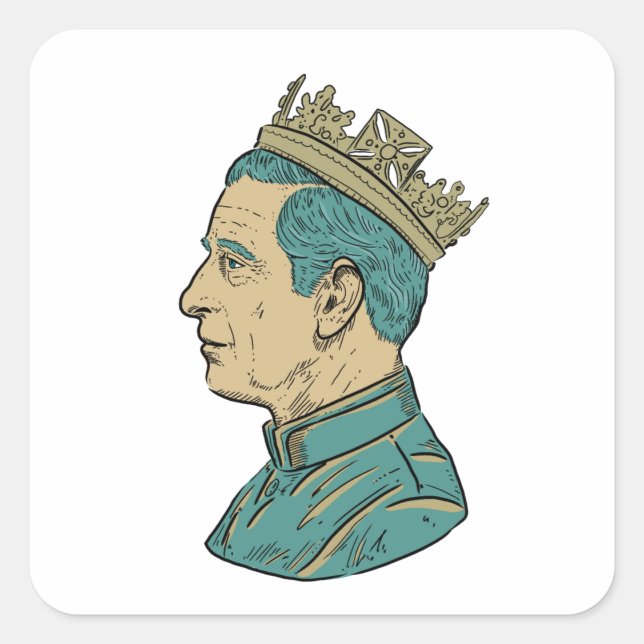 King Charles Square Sticker (Front)