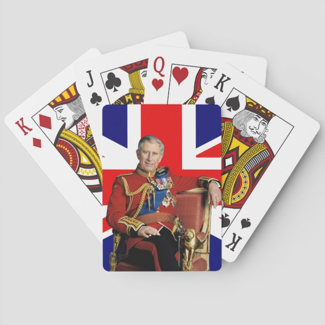 King Charles with british flag Playing Cards (Back)