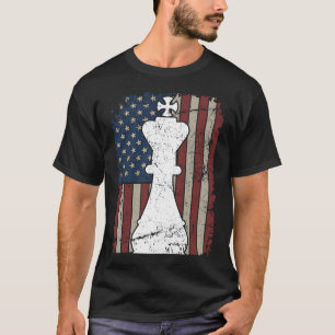 King Chess Piece USA Flag Mens Womens Chess Playe T-Shirt