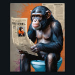 King Chimp Realism Meets Pop Art Majestic  Photo Print<br><div class="desc">Step into the world of quirky royalty with "Royal Chimp on the Throne". This digital artwork combines realistic animal portraiture with the boldness of pop art, creating a visually striking and thought-provoking composition. The chimpanzee, detailed with expressive facial features and lifelike fur, squats on a toilet, holding a newspaper titled...</div>