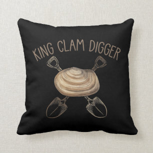 King Clam Digger Beach Shell Digging Ocean Cushion