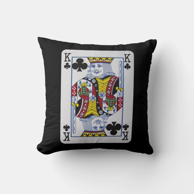 King Clovers (Clubs) Playing Card Cushion (Front)