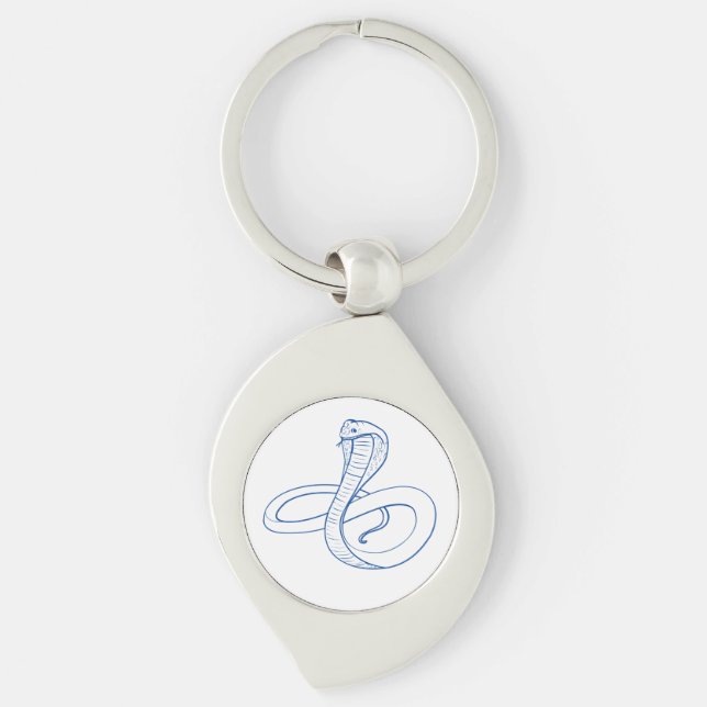 King Cobra Snake Blue Boa Venomous Key Ring (Front)