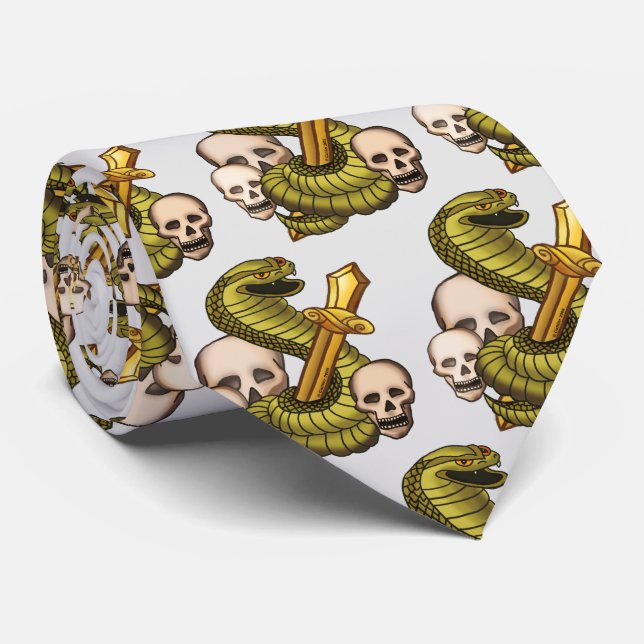 King Cobra Sword Family Crest  Tie (Rolled)