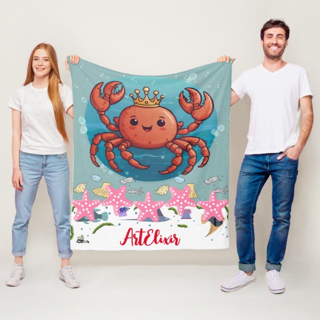 King Crab Princess Print Fleece Blanket (In Situ)