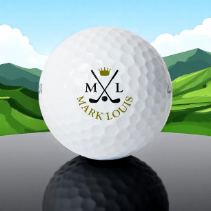 King Crown Cool Golfer Monogram Golf Balls