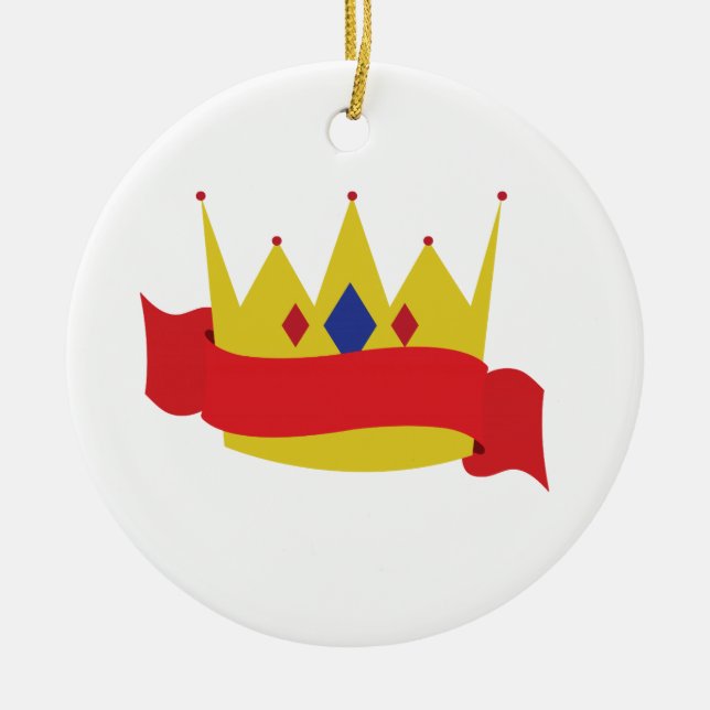 King Crown Ribbon Ceramic Tree Decoration (Front)