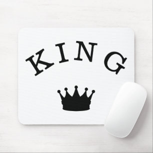 King Crown Script Graphic Modern Royal Look White Mouse Pad