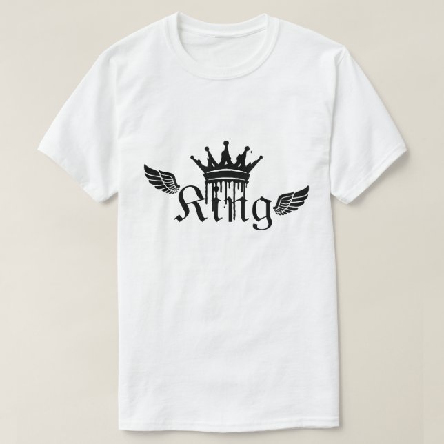King Crown Wings – Gothic King Typography Design T-Shirt (Design Front)