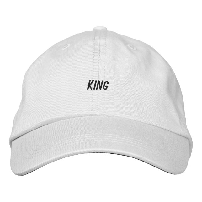 KING Custom Name Personalised Handsome-Hat White Embroidered Hat (Front)