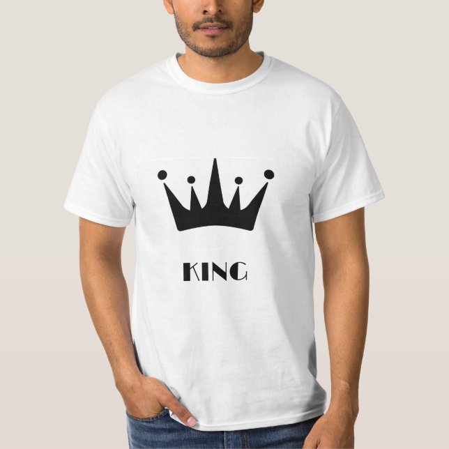 KING Custom Text Black Colour Crown Men's Value  T-Shirt (Front)