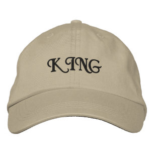 KING Custom Text Chivalry Block font Elegant Khaki Embroidered Hat