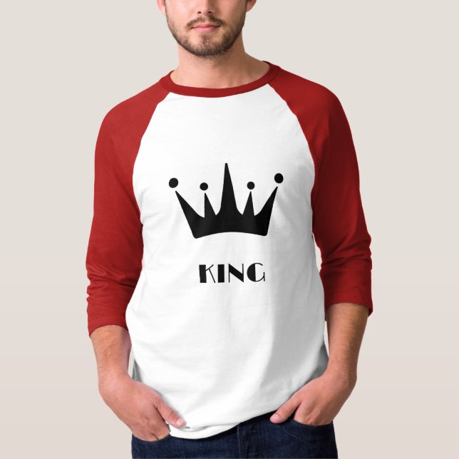 King Custom Text Crown Image Basic 3/4 Sleeve T-Shirt (Front)