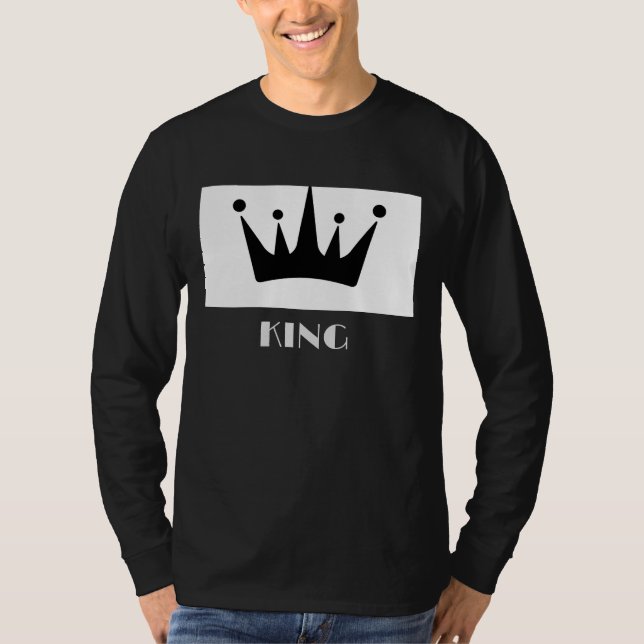 King Custom Text Crown Image Black Long Sleeve  T-Shirt (Front)