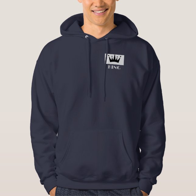 King Custom Text Crown Image Navy Blue Sweatshirt  (Front)