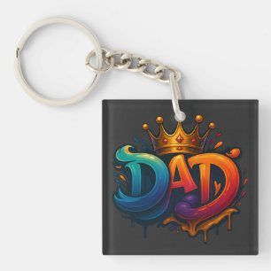 King Dad Crown Graffiti Crowned with Love & Pride Key Ring