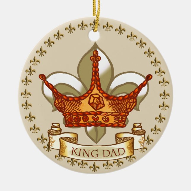 King Dad Royal Crown  Ceramic Ornament (Front)