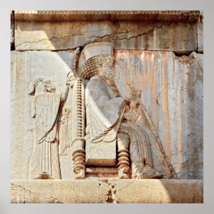 King Darius I. Bas-relief, Persepolis, Iran Poster