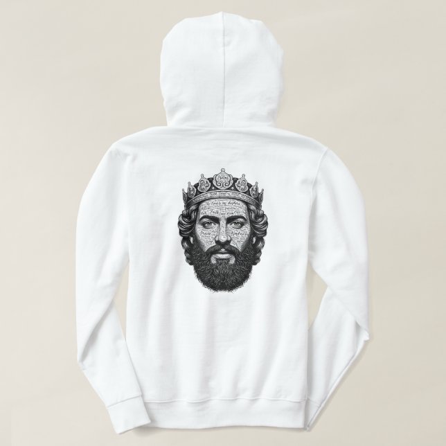 King David Calligraphy Portrait - Vintage Script Hoodie (Design Back)
