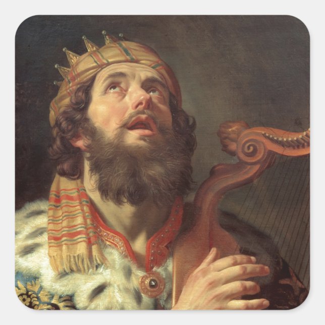 King David Playing the Harp Square Sticker (Front)