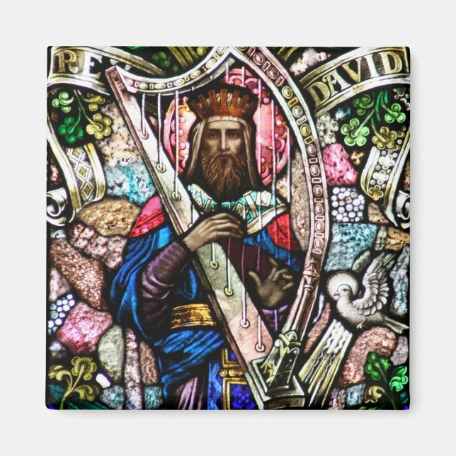 King David Stained Glass Art Magnet (Front)