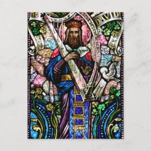 King David Stained Glass Art Postcard