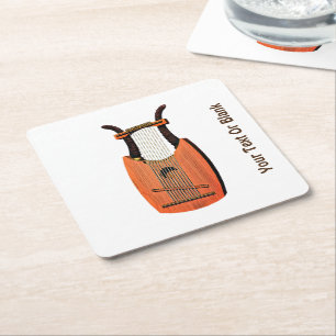 King David's Harp Square Paper Coaster